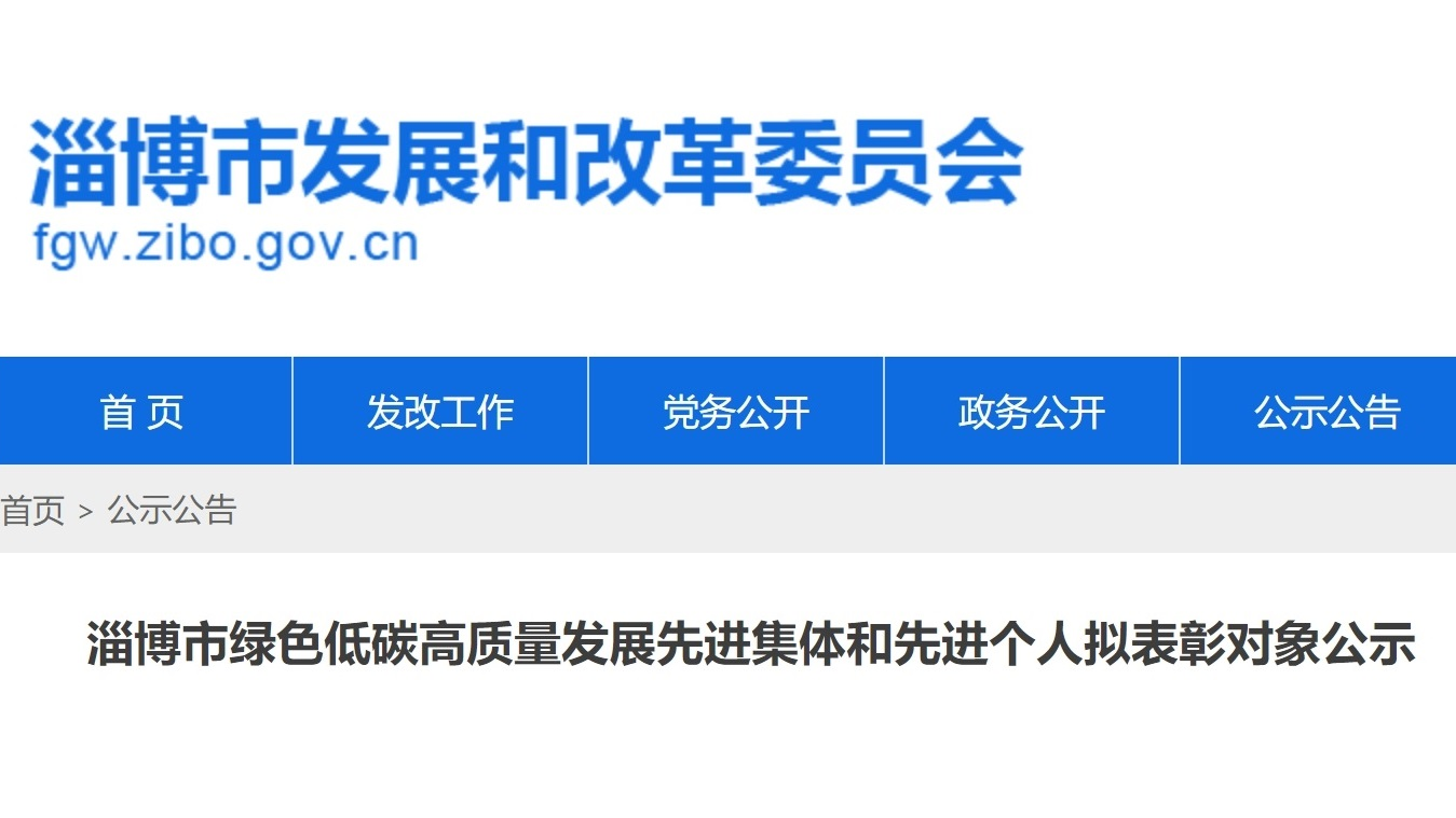 喜报！尊龙凯时总经理吴越荣获“淄博市绿色低碳高质量发展先进个人”称号